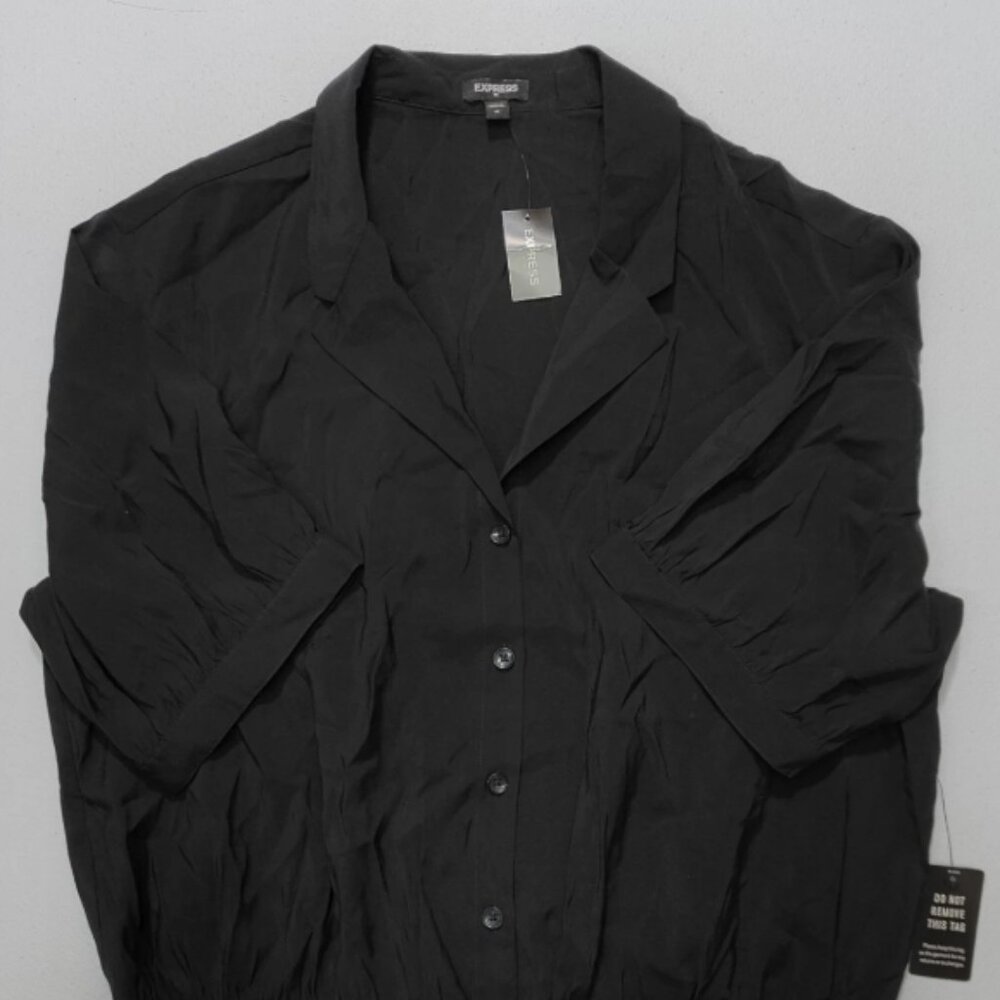 Express Women's Black Button Up Bodysuit Size XL
